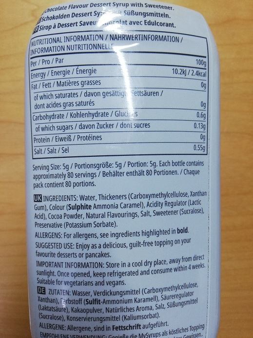 チョコレートの栄養成分